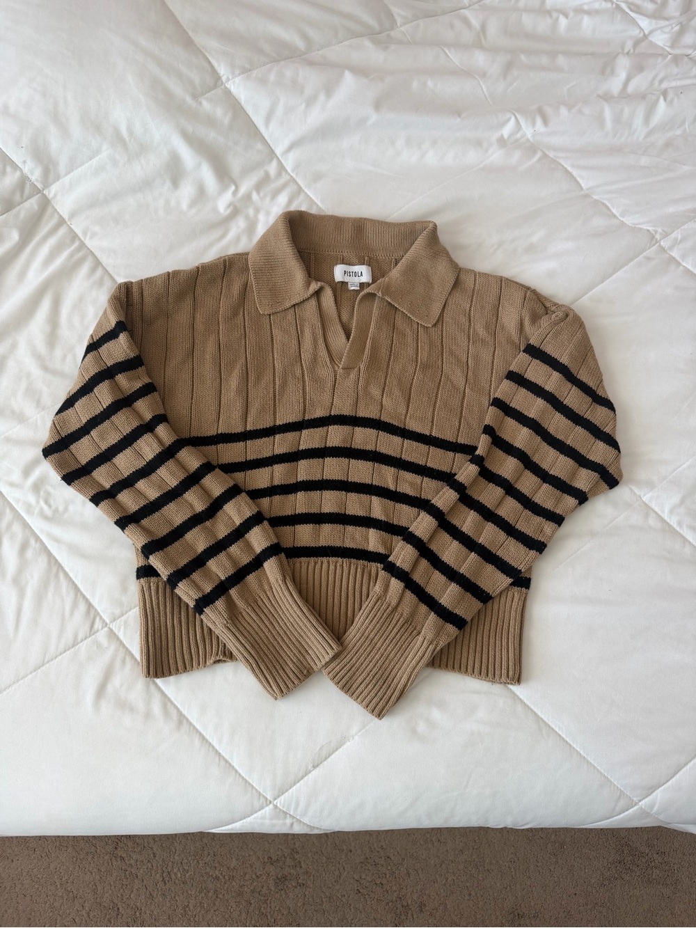 pistola 100% cotton Striped V-Neck Polo Sweater
